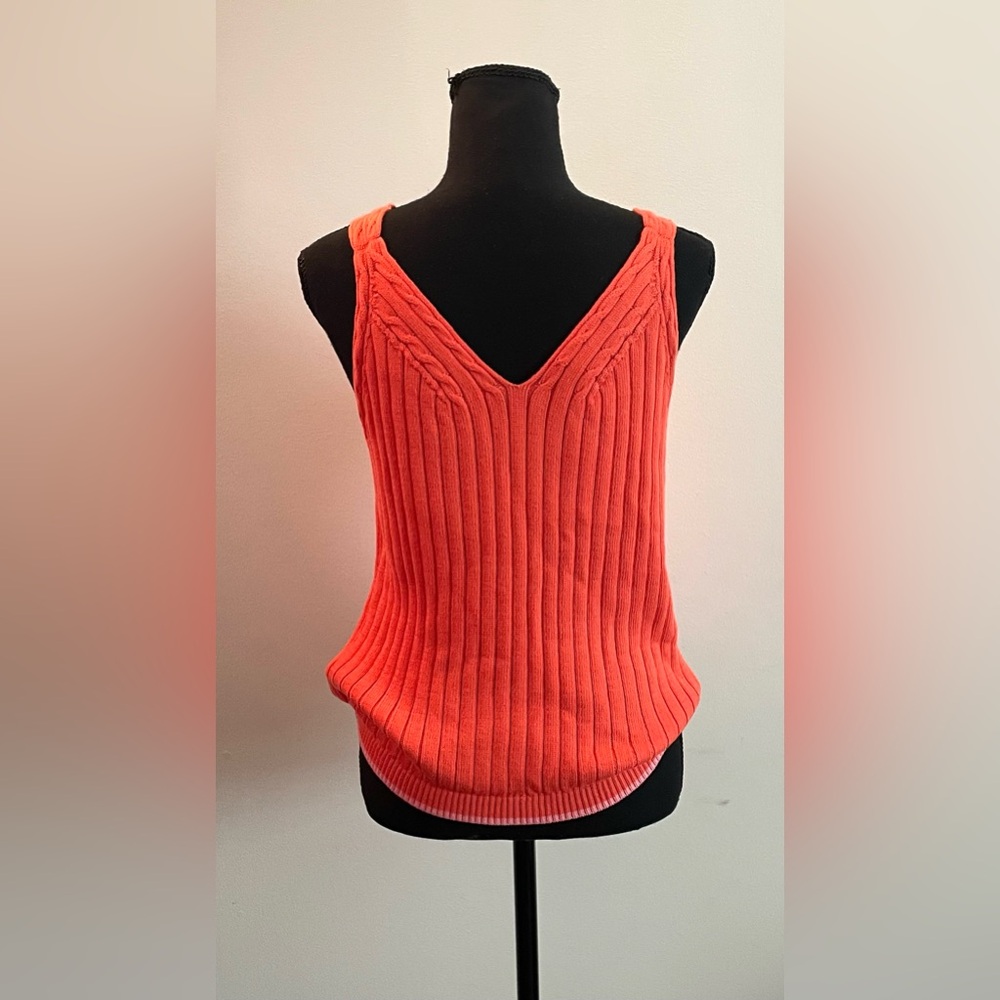 Talbots- Orange Ribbed Knit Tank Top Size PL - Picture 5 of 8